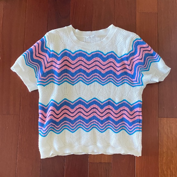 THML White, Pink, and Blue Zigzag Sweater - Picture 1 of 1